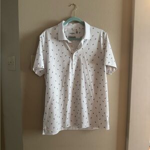 Goodfellow & Co White Polo with Blue Pattern